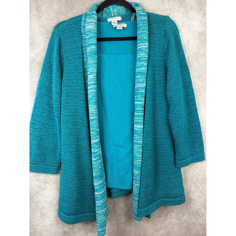 NWOT Mercer‎ Street Studio Teal Knit Cardigan & Tank Set Open Front Women XL
